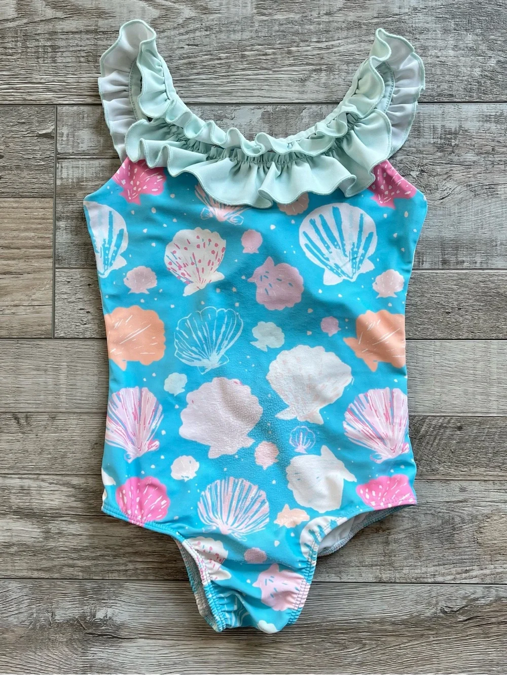 Sweethoney Girls Seashell Ruffle Swimsuit Size 4T